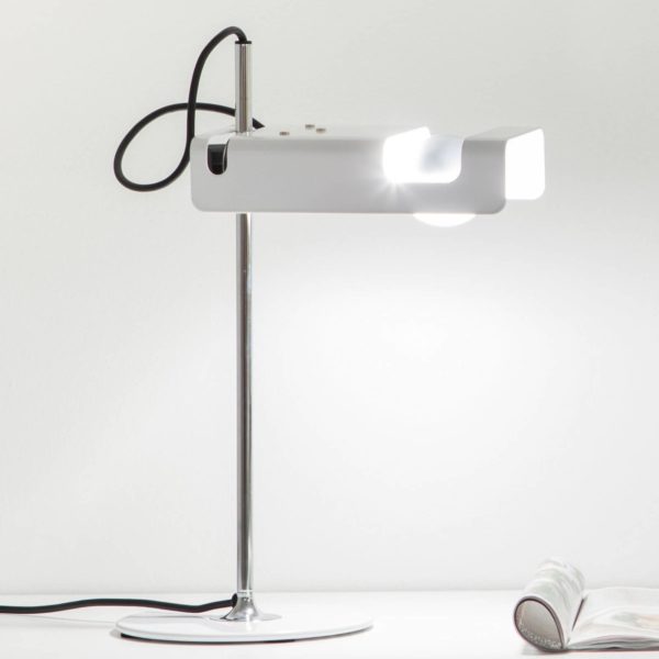 Oluce Spider – lampe à poser horizontale, blanc Oluce