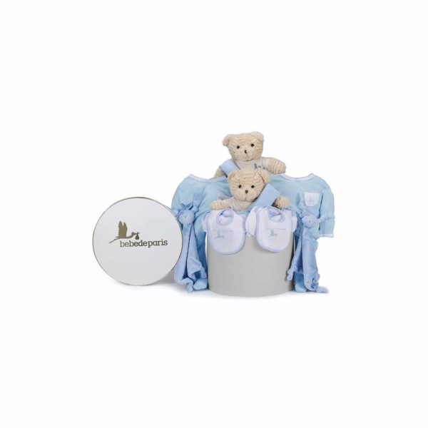 Boite vintage naissance jumeaux classique bleu – BebeDeParis