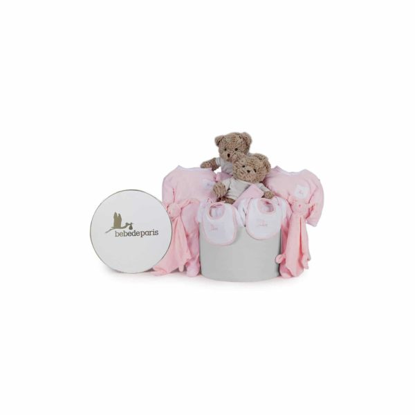 Boite vintage naissance jumeaux classique rose – BebeDeParis