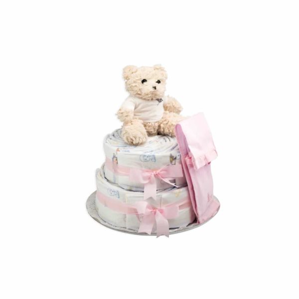 Gâteau de couches complet rose - BebeDeParis