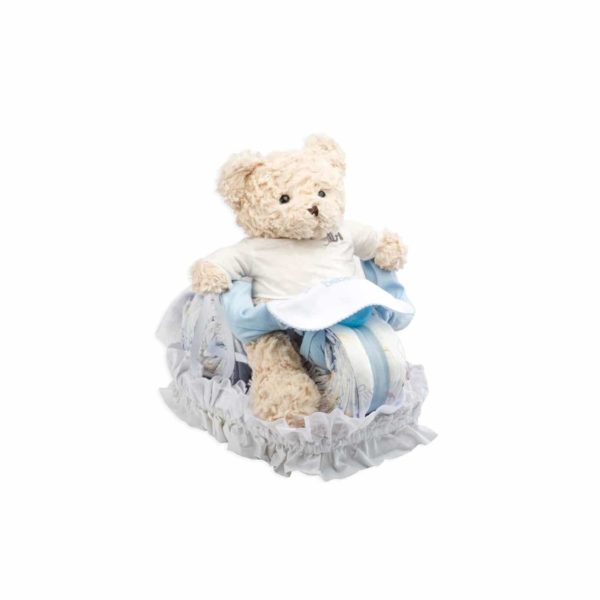 Gâteau de couches nounours motard bleu - BebeDeParis