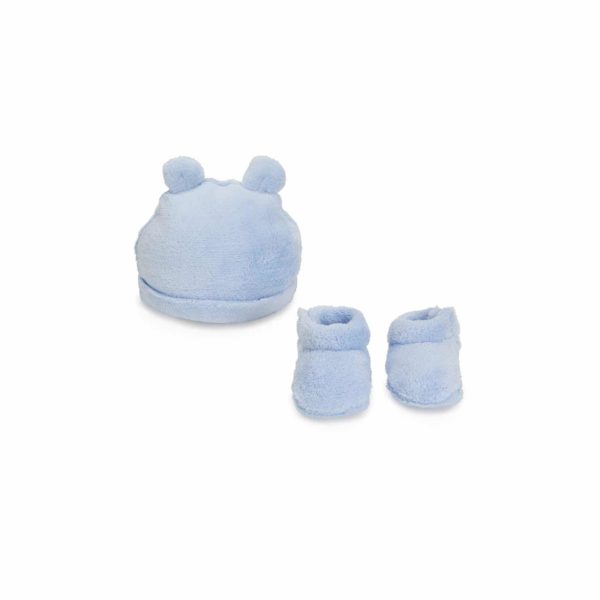 Lot bonnet et chaussons (nounours) bleu - BebeDeParis