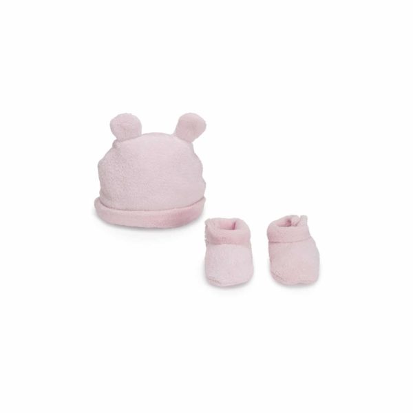 Lot bonnet et chaussons (nounours) rose – BebeDeParis