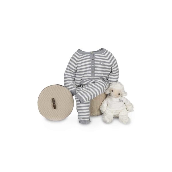 Panier naissance bon temps (rayures) gris - BebeDeParis