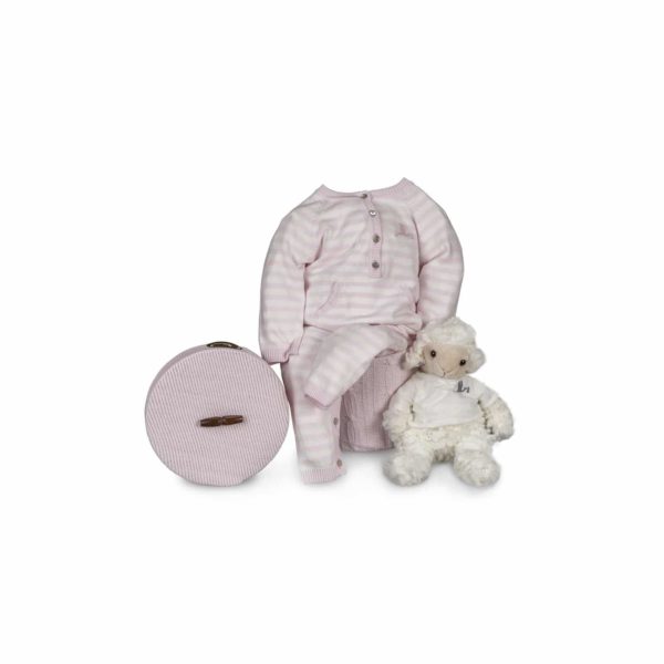 Panier naissance bon temps (rayures) rose - BebeDeParis