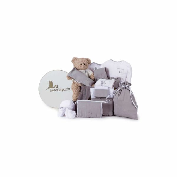 Panier naissance complet classique gris - BebeDeParis