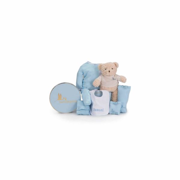 Panier naissance mon bavoir brodé bleu - BebeDeParis