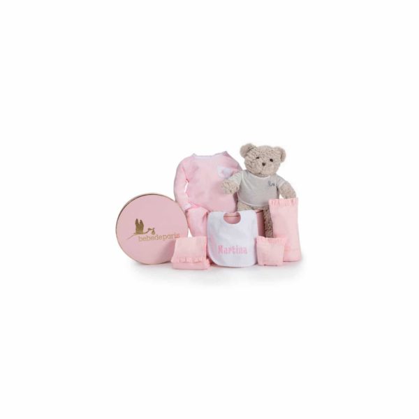 Panier naissance mon bavoir brodé rose - BebeDeParis