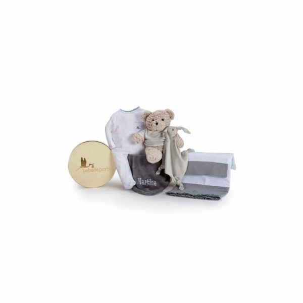 Panier naissance rêve brodé gris - BebeDeParis