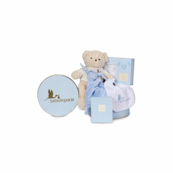Panier naissance souvenir essentiel bleu - BebeDeParis
