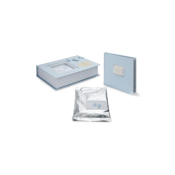 Kit empreintes main et pied (cœur) bleu - BebeDeParis