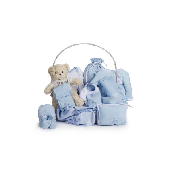 Panier naissance complet classique bleu – BebeDeParis