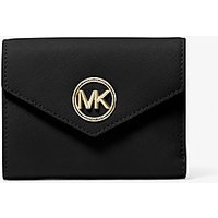 MK Portefeuille enveloppe à trois volets Carmen de taille moyenne en cuir saffiano – NOIR(NOIR) – Michael Kors