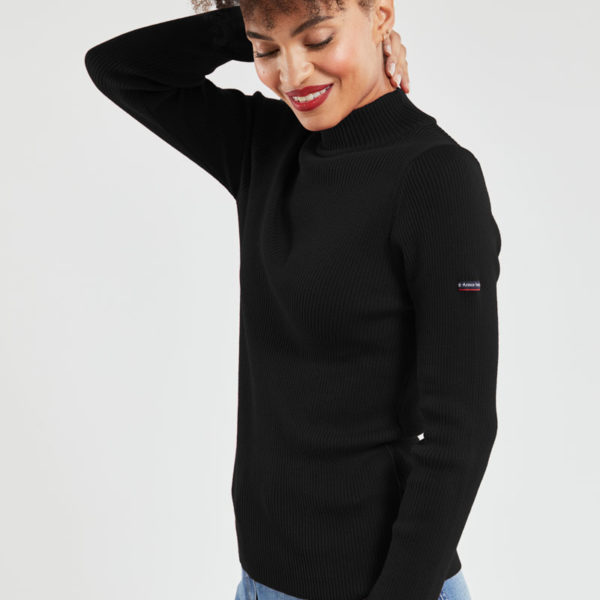 ARMOR-LUX Pull « Combourg » – laine mérinos Femme Noir 4XL – 50