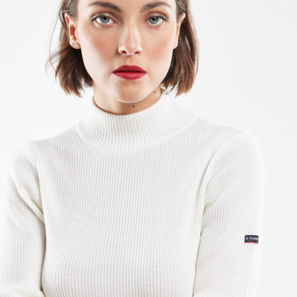 ARMOR-LUX Pull « Combourg » – laine mérinos Femme Milk 5XL – 52