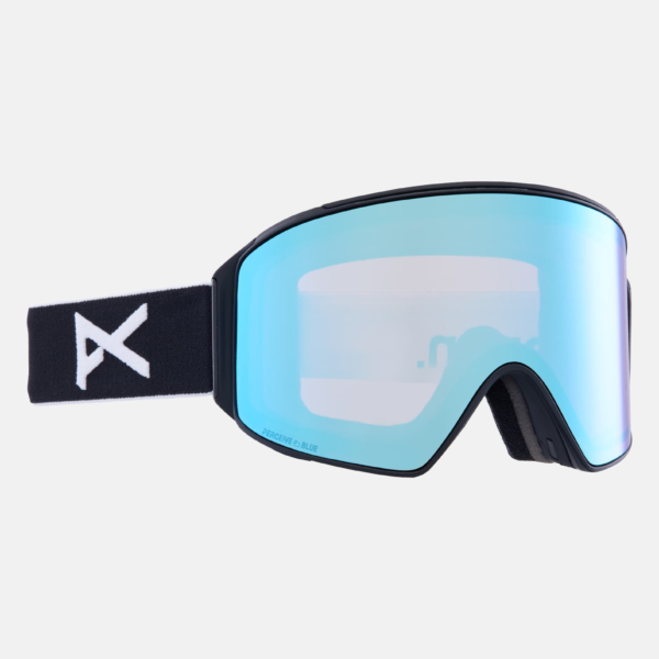 Anon – Masque M4 low bridge fit (Cylindrique) + écran de rechange + cagoule MFI®, Frame: Black, Lens: Perceive Variable Blue (21% / S2), Spare Lens: P