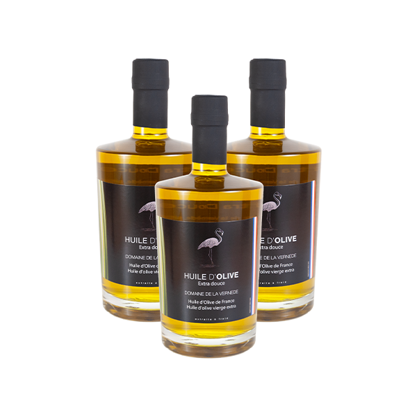La Vernède Huile d’olives – Extra Douce – 3 Bouteilles de 500ml