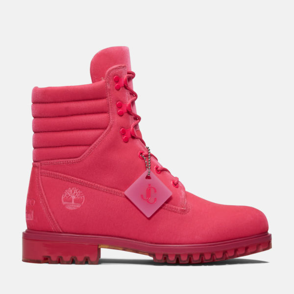 6-inch Boot À Col Matelassé Jimmy Choo X Timberland Pour Homme En Rose Rose, Taille 47.5