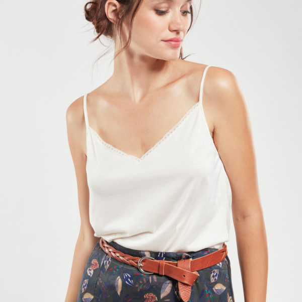 ARMOR-LUX Caraco col dentelle - soie Femme IVOIRE 3XL - 48