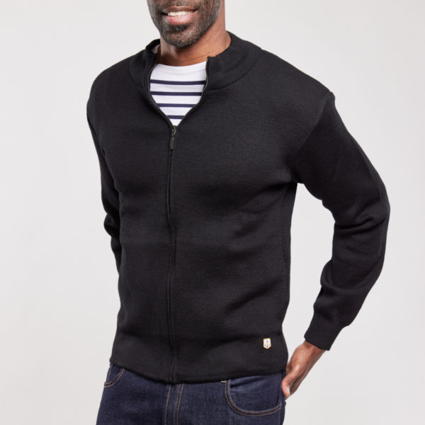 ARMOR-LUX Cardigan "Plouescat" - laine Homme Noir 3XL
