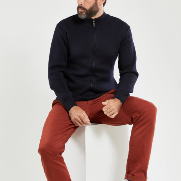 ARMOR-LUX Cardigan "Plouescat" - laine Homme Navire 3XL