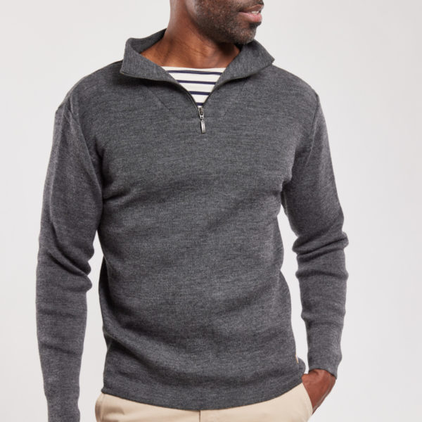 ARMOR-LUX Pull camionneur "Guisseny" - laine Homme Gris chiné 3XL