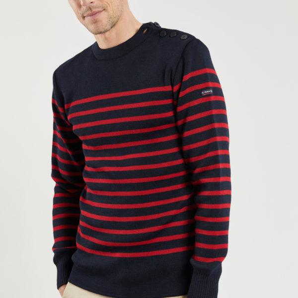 ARMOR-LUX Pull marin "Paimpol" - laine Homme Navire/Piment 3XL