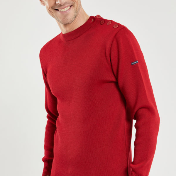 ARMOR-LUX Pull marin uni "Paimpol" - laine Homme Piment 3XL