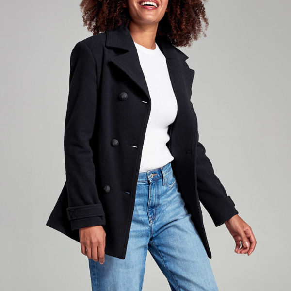 ARMOR-LUX Caban « Penfret » – velours de laine Femme Noir 5XL – 52
