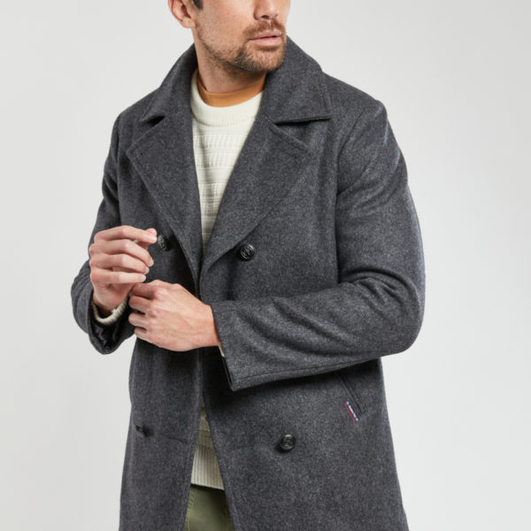 ARMOR-LUX Caban "Kermor" - drap de laine Homme !!! Gris chiné 5XL