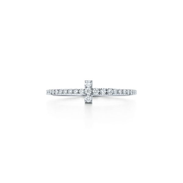 Alliance Wire Tiffany T en or blanc 18 carats et diamants – Size 4 1/2 Tiffany & Co.