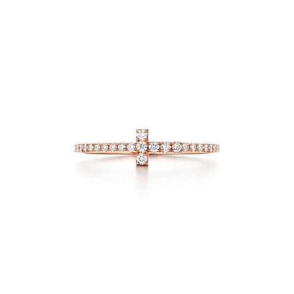 Alliance Wire Tiffany T en or rose 18 carats et diamants – Size 4 Tiffany & Co.