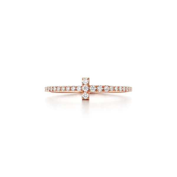 Alliance Wire Tiffany T en or rose 18 carats et diamants – Size 4 1/2 Tiffany & Co.