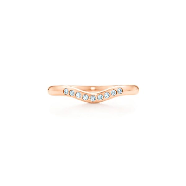 Alliance en or rose 18 carats et diamants, par Elsa Peretti. Largeur: 2 mm – Size 3 Tiffany & Co.