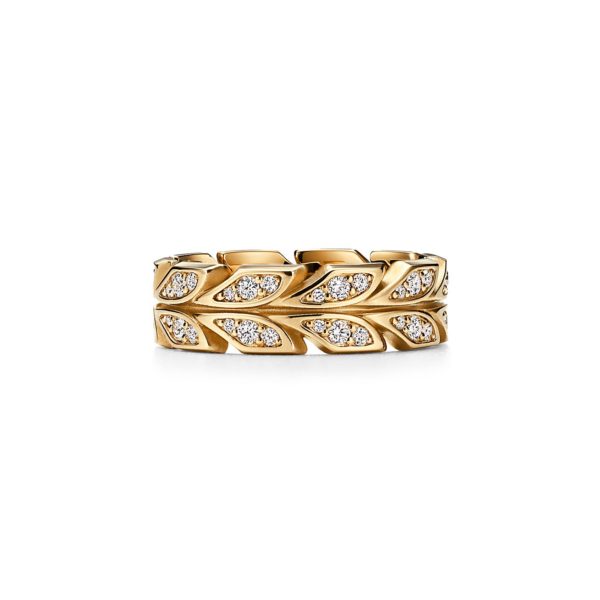 Alliance motif vigne Tiffany Victoria en or jaune et diamants Largeur: 6 mm – Size 4 1/2 Tiffany & Co.