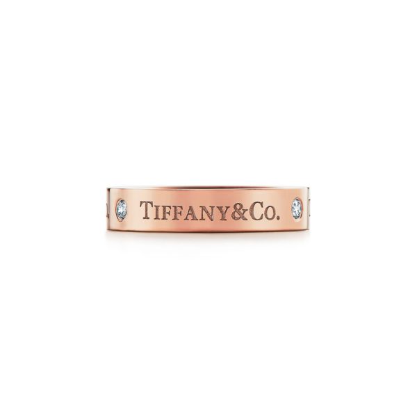 Alliance T & CO en or rose 18 carats et diamants Largeur: 4 mm – Size 3 1/2 Tiffany & Co.