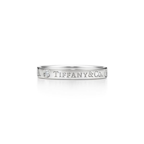 Anneau T & CO en platine et diamants Largeur: 3mm – Size 6 Tiffany & Co.