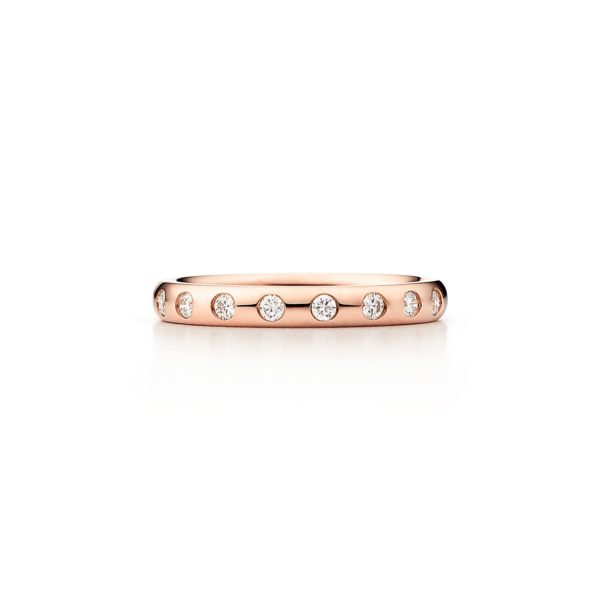 Anneau à superposer par Elsa Peretti en or rose 18 carats et huit diamants – Size 10 1/2 Tiffany & Co.
