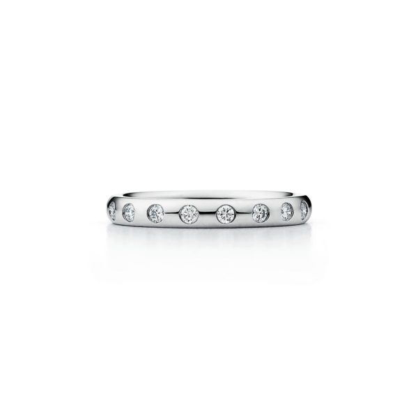 Anneau à superposer par Elsa Peretti en platine 950 millièmes et huit diamants – Size 10 1/2 Tiffany & Co.