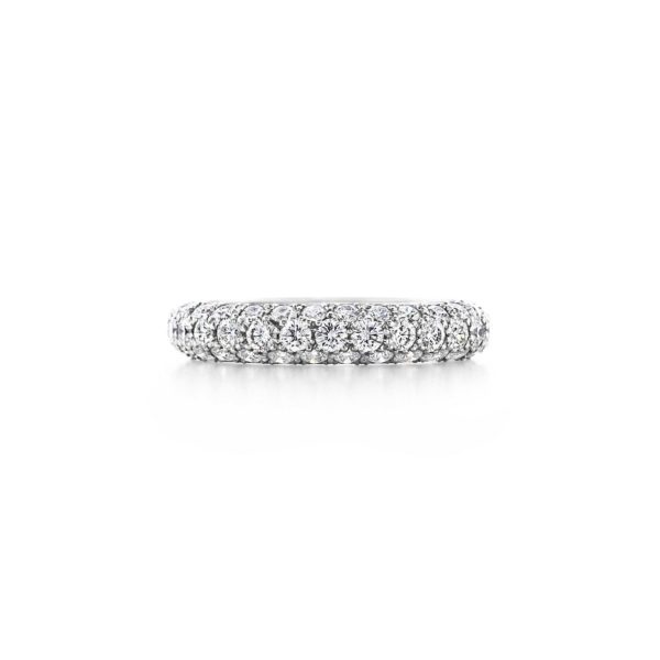 Anneau à trois rangs Étoile en platine et pavé de diamants – Size 5 Tiffany & Co.