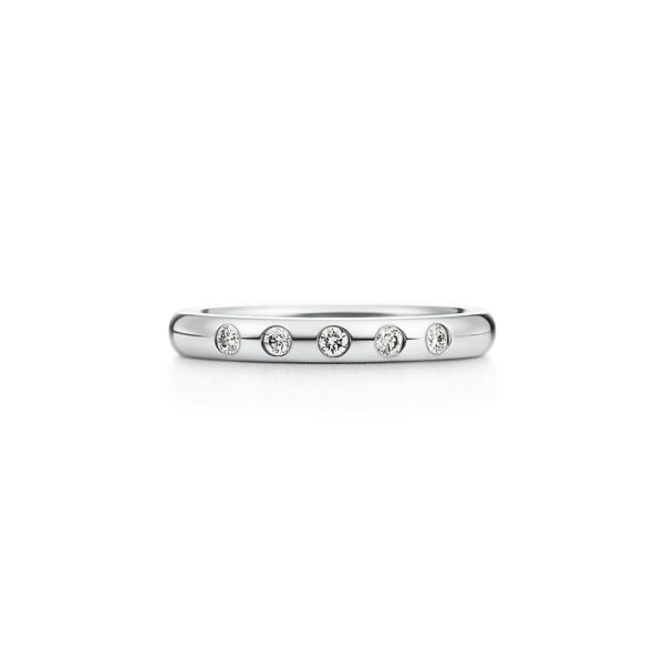 Anneau à superposer par Elsa Peretti en platine 950 millièmes et diamants – Size 12 Tiffany & Co.