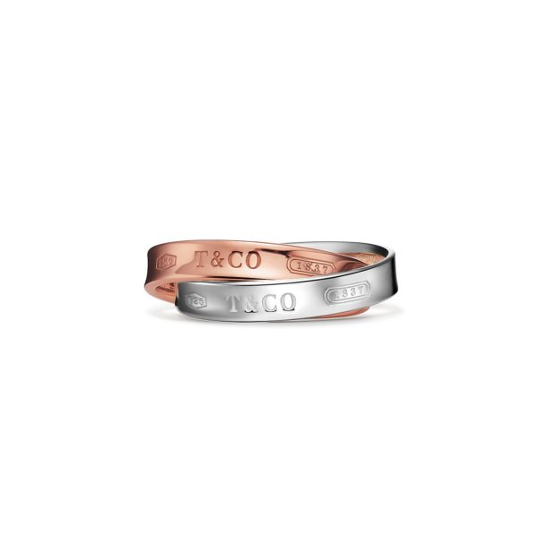 Bague Cercles entrelacés Tiffany 1837 en or rose et argent 925 millièmes – Size 3 Tiffany & Co.