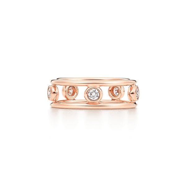 Bague Diamonds by the Yard par Elsa Peretti en or rose 18 carats et diamants – Size 4 1/2 Tiffany & Co.
