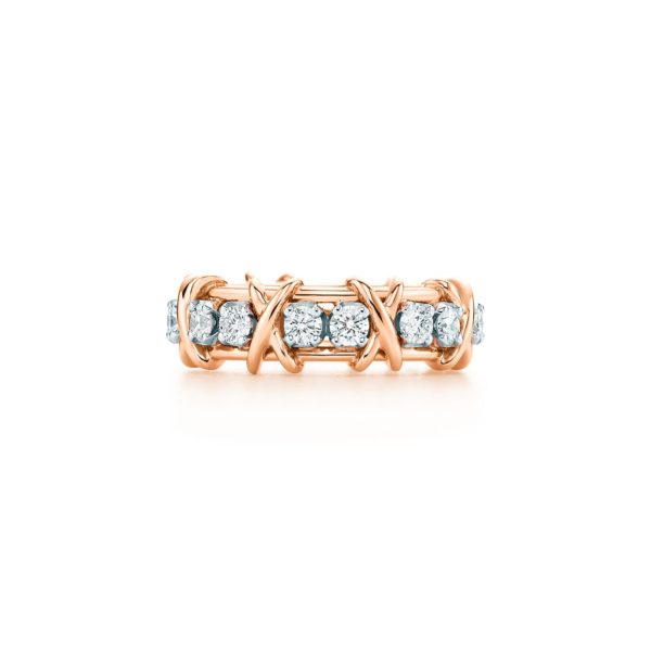Bague 16 Pierres, or rose 18 carats, platine et diamants, par Jean Schlumberger – Size 7 Tiffany & Co.
