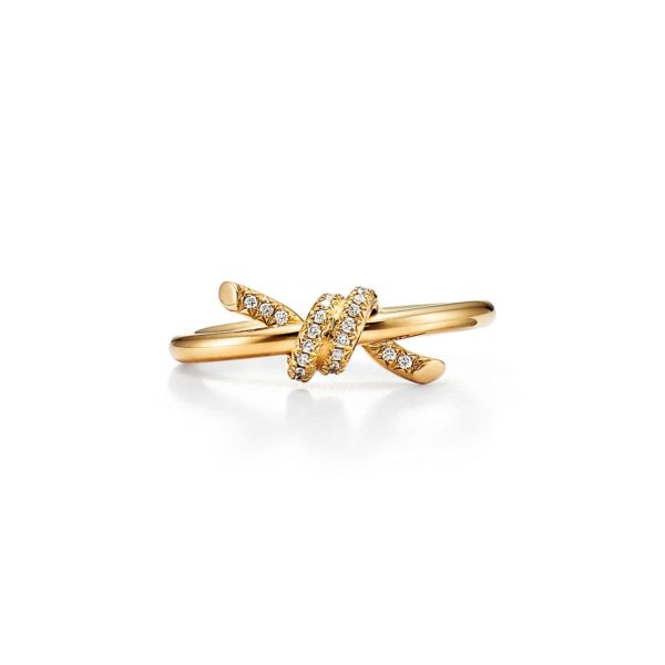 Bague Tiffany Knot en or jaune 18 carats et diamants – Size 6 Tiffany & Co.