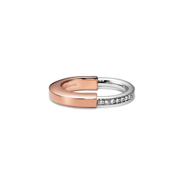Bague Tiffany Lock en or 18 carats rose et blanc avec diamants – Size 10 Tiffany & Co.