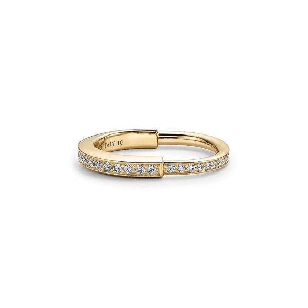 Bague Tiffany Lock en or jaune 18 carats avec pavé de diamants – Size 7 1/2 Tiffany & Co.