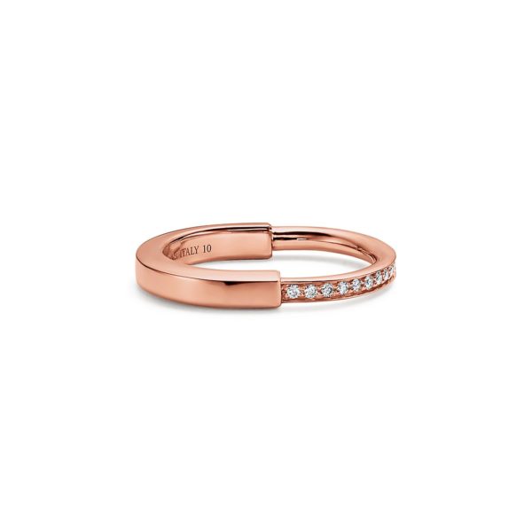 Bague Tiffany Lock en or rose 18 carats et diamants – Size 10 1/2 Tiffany & Co.
