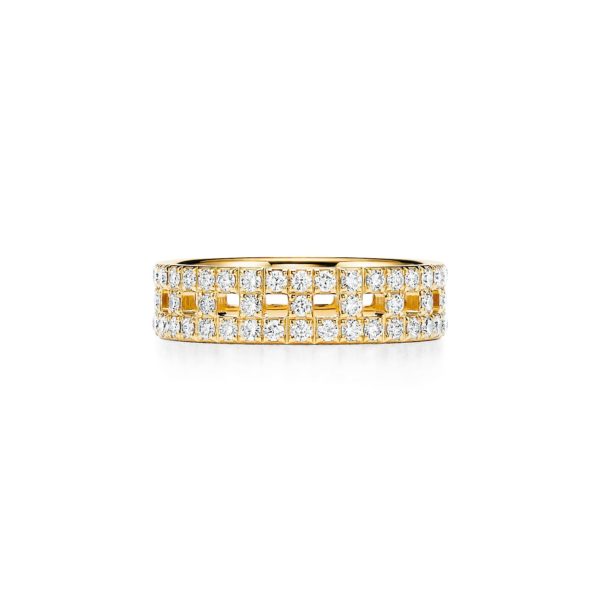 Bague Tiffany T True en or 18 carats pavée de diamants Largeur: 5,5 mm – Size 9 1/2 Tiffany & Co.