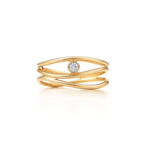 Bague Wave par Elsa Peretti en or 18 carats et diamants – Size 5 Tiffany & Co.